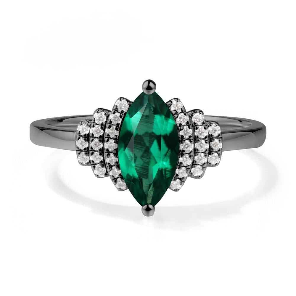 Art Deco Marquise Emerald Ring - LUO Jewelry #metal_black finish sterling silver