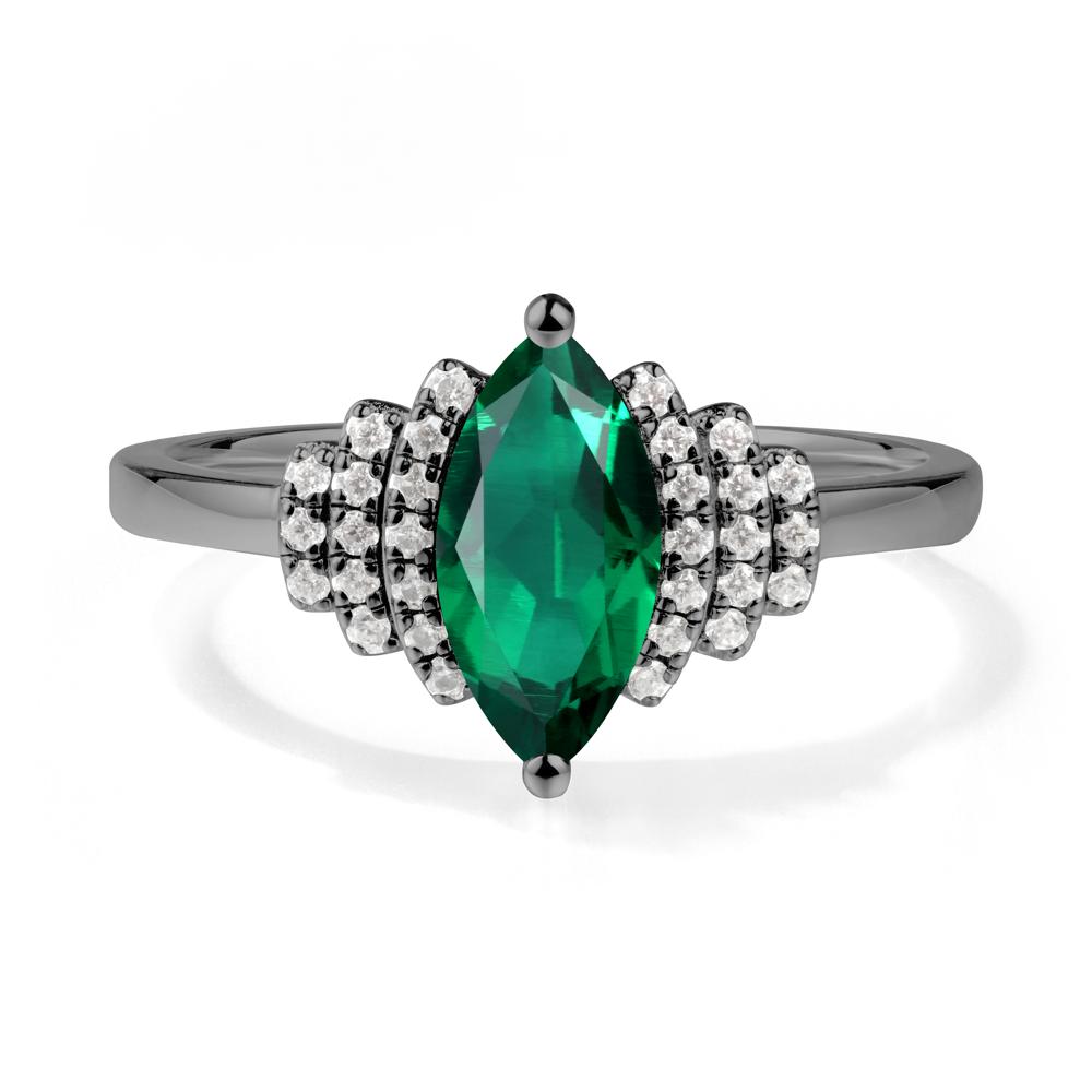 Art Deco Marquise Emerald Ring - LUO Jewelry #metal_black finish sterling silver