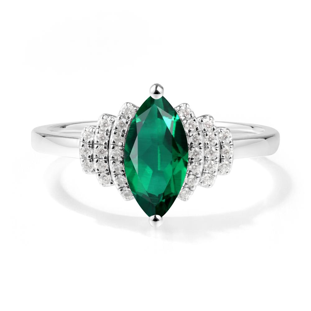 Art Deco Marquise Emerald Ring - LUO Jewelry #metal_sterling silver