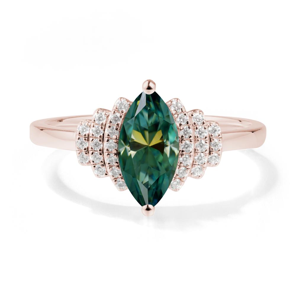 Marquise Green Moissanite Cluster Ring - LUO Jewelry #metal_14k rose gold