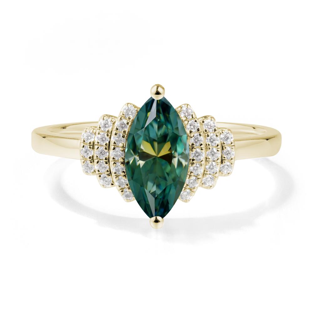 Marquise Green Moissanite Cluster Ring - LUO Jewelry #metal_14k yellow gold