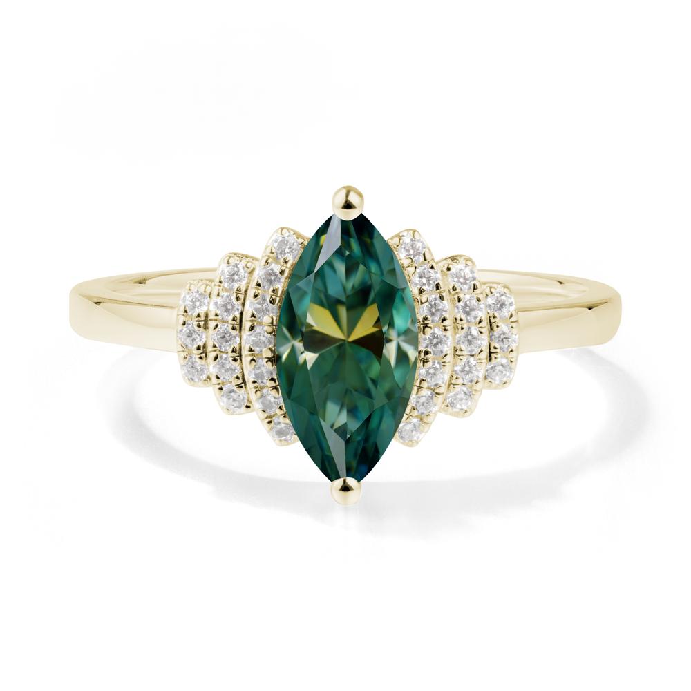 Marquise Green Moissanite Cluster Ring - LUO Jewelry #metal_14k yellow gold