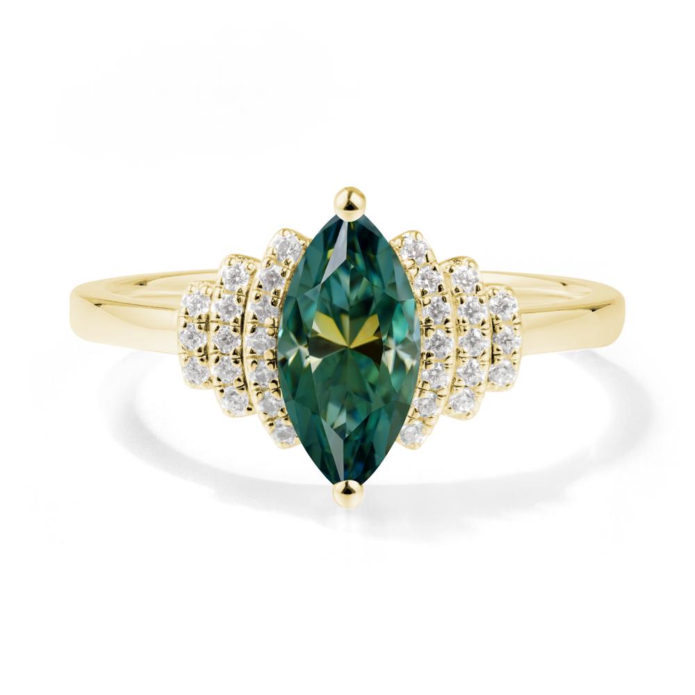 Marquise Green Moissanite Cluster Ring - LUO Jewelry #metal_18k yellow gold