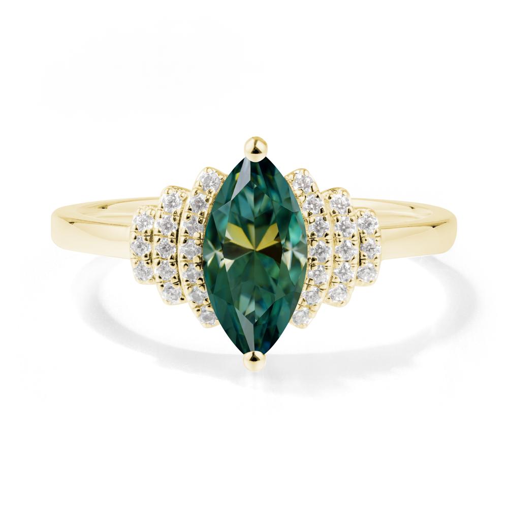 Marquise Green Moissanite Cluster Ring - LUO Jewelry #metal_18k yellow gold