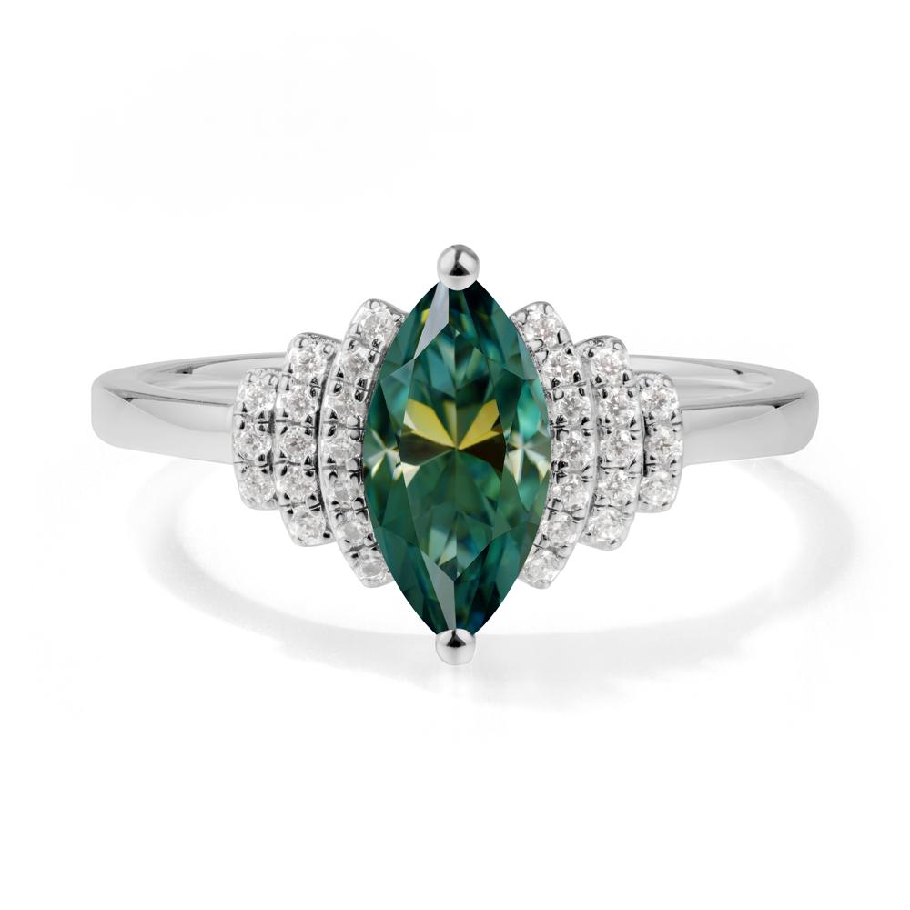 Marquise Green Moissanite Cluster Ring - LUO Jewelry #metal_platinum