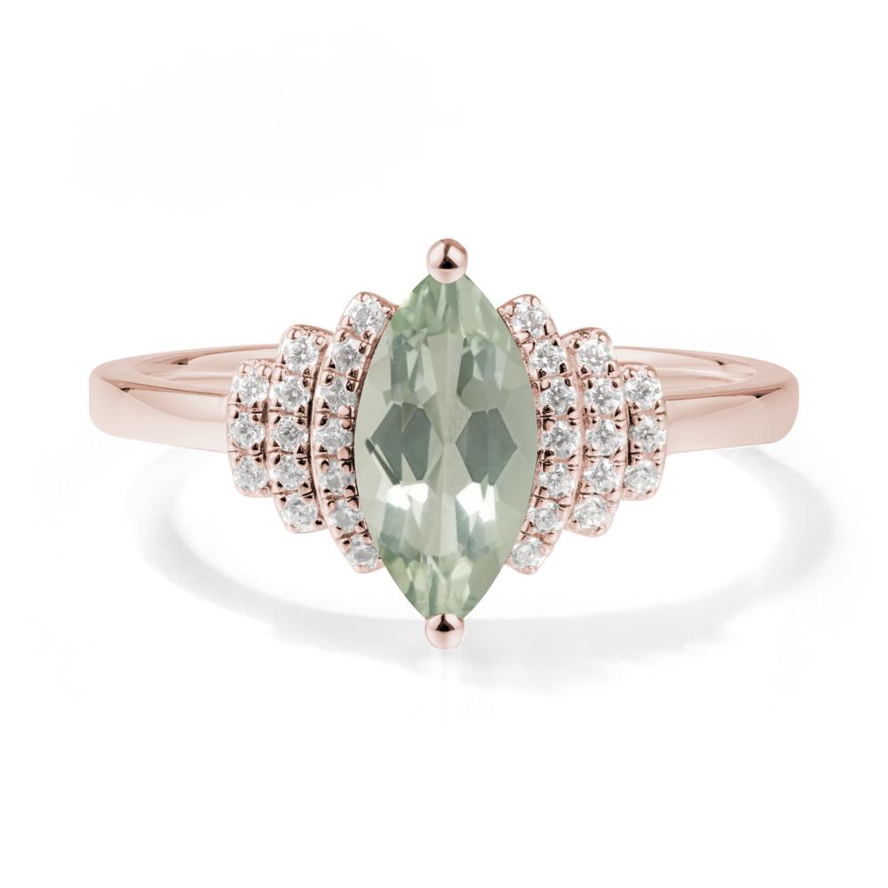 Art Deco Marquise Green Amethyst Ring - LUO Jewelry #metal_14k rose gold