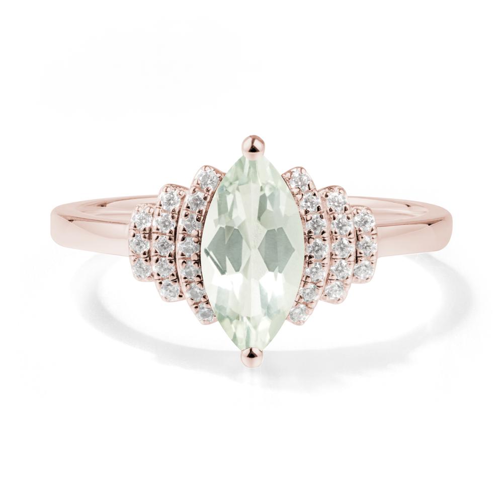 Art Deco Marquise Green Amethyst Ring - LUO Jewelry #metal_14k rose gold
