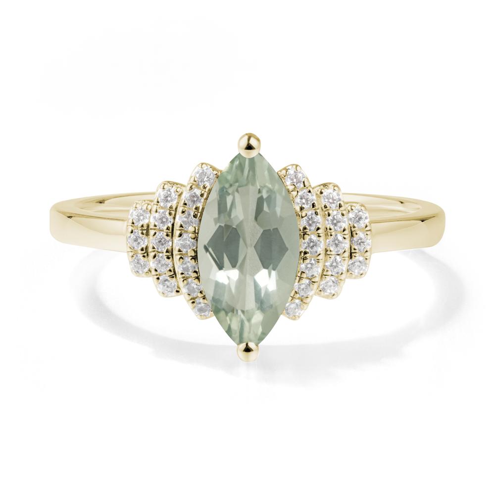 Art Deco Marquise Green Amethyst Ring - LUO Jewelry #metal_14k yellow gold