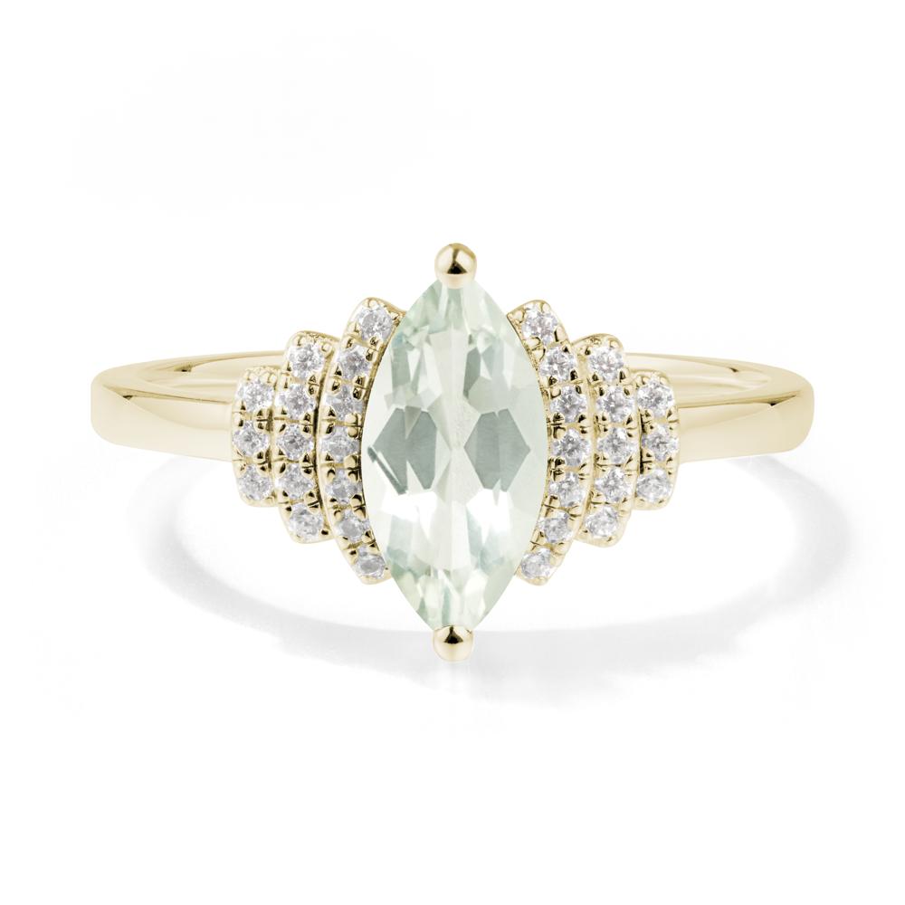 Art Deco Marquise Green Amethyst Ring - LUO Jewelry #metal_14k yellow gold