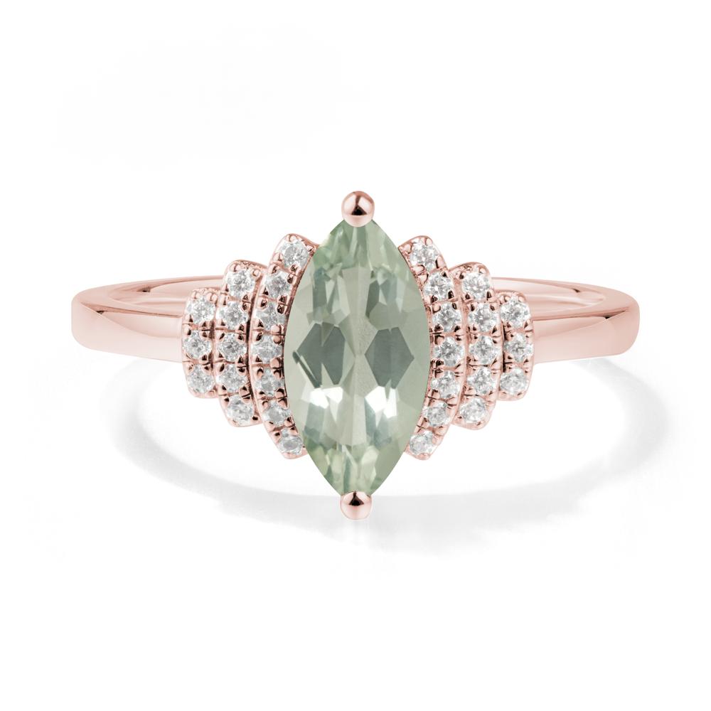 Art Deco Marquise Green Amethyst Ring - LUO Jewelry #metal_18k rose gold