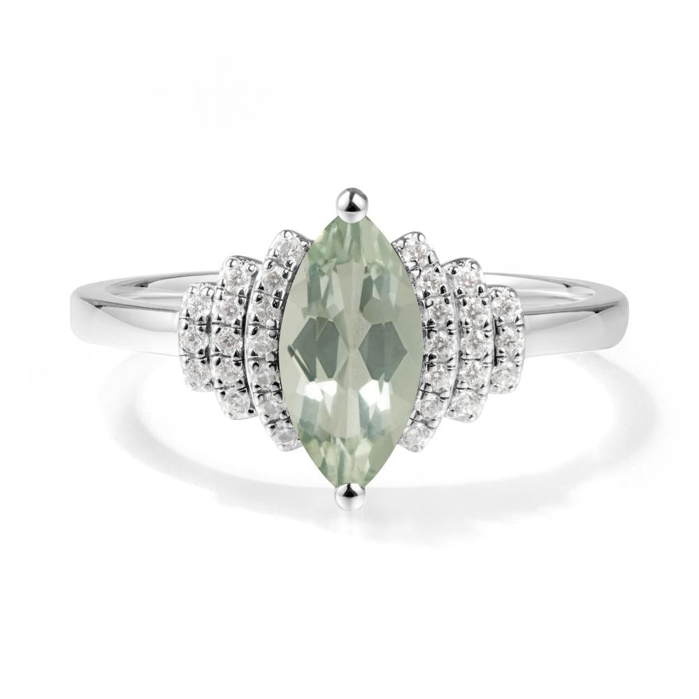 Art Deco Marquise Green Amethyst Ring - LUO Jewelry #metal_18k white gold
