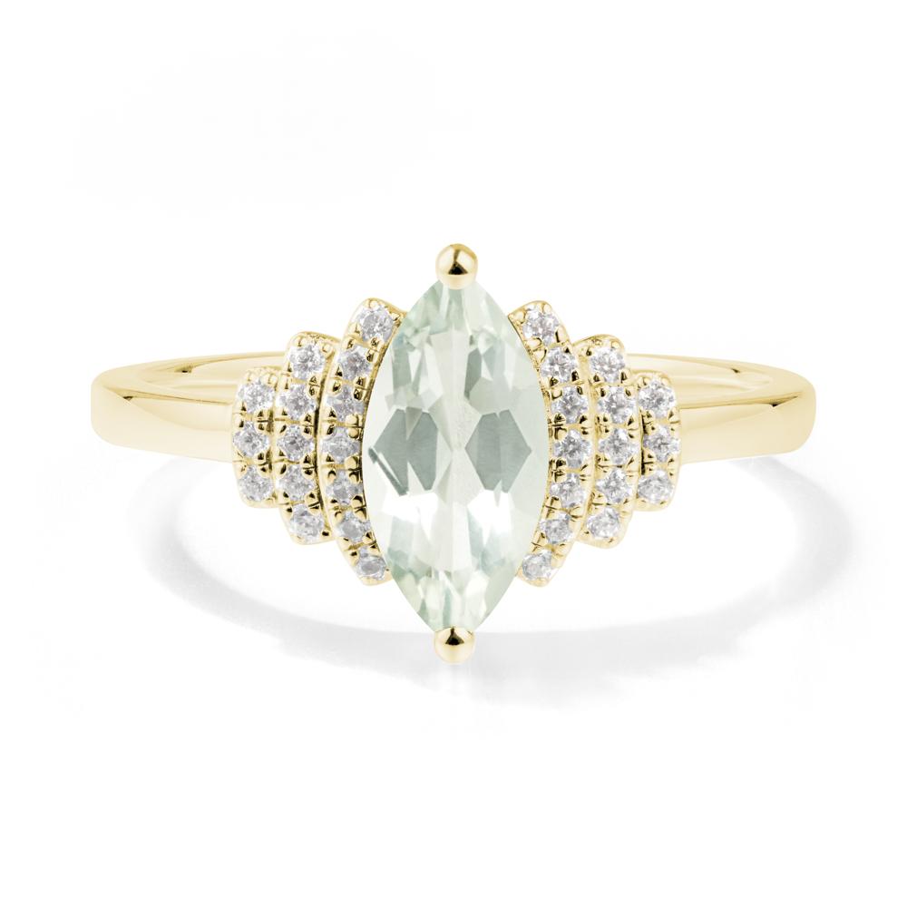Art Deco Marquise Green Amethyst Ring - LUO Jewelry #metal_18k yellow gold