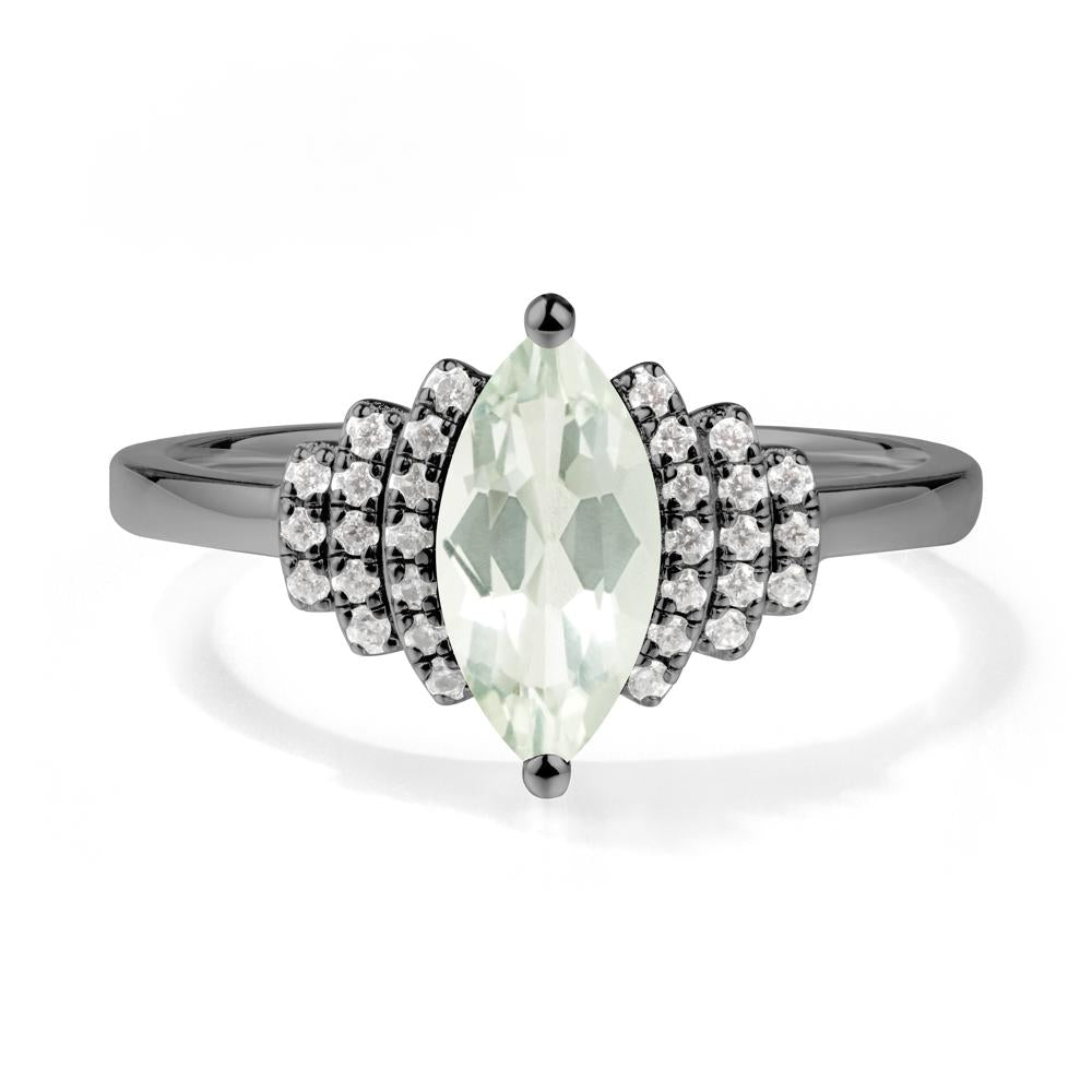 Art Deco Marquise Green Amethyst Ring - LUO Jewelry #metal_black finish sterling silver