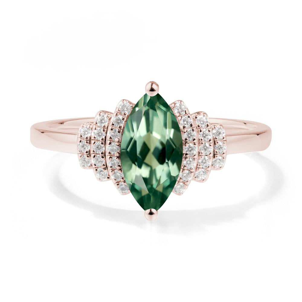 Marquise Green Sapphire Statement Ring - LUO Jewelry #metal_14k rose gold