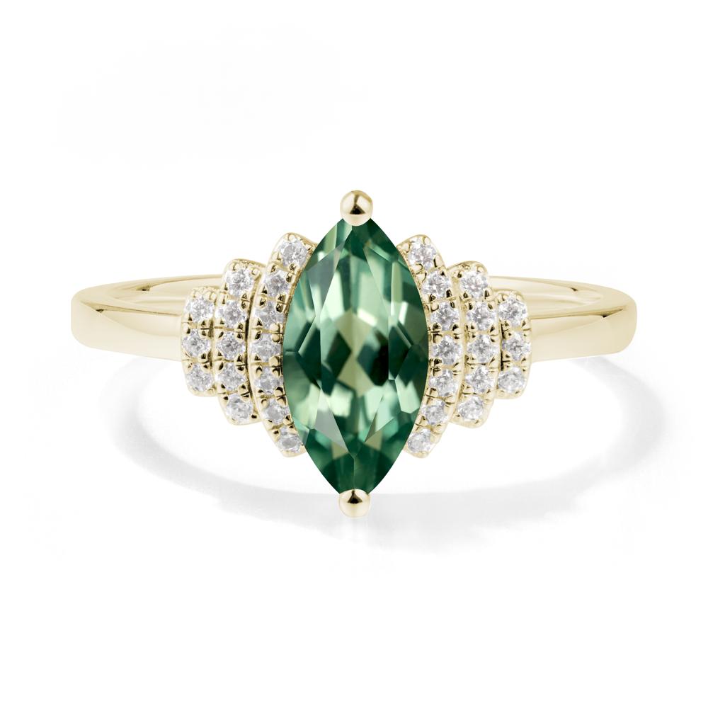 Marquise Green Sapphire Statement Ring - LUO Jewelry #metal_14k yellow gold