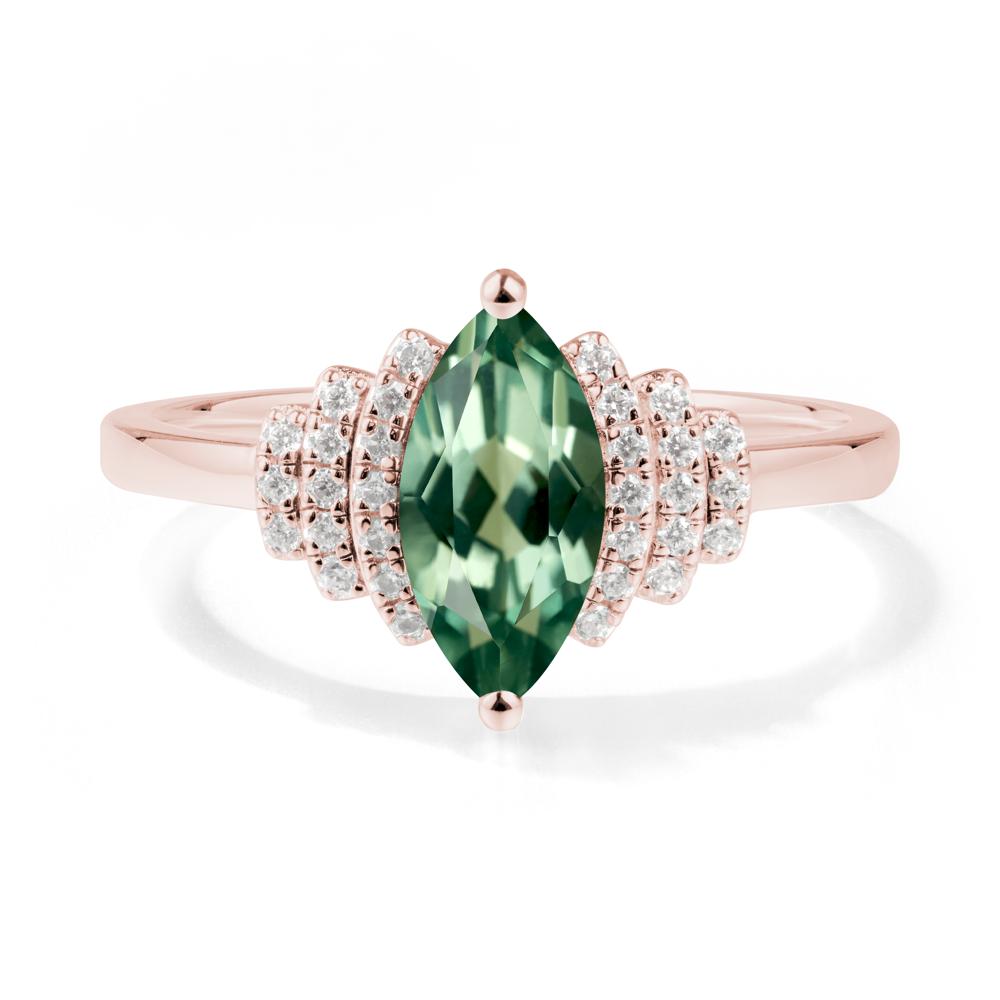 Marquise Green Sapphire Statement Ring - LUO Jewelry #metal_18k rose gold
