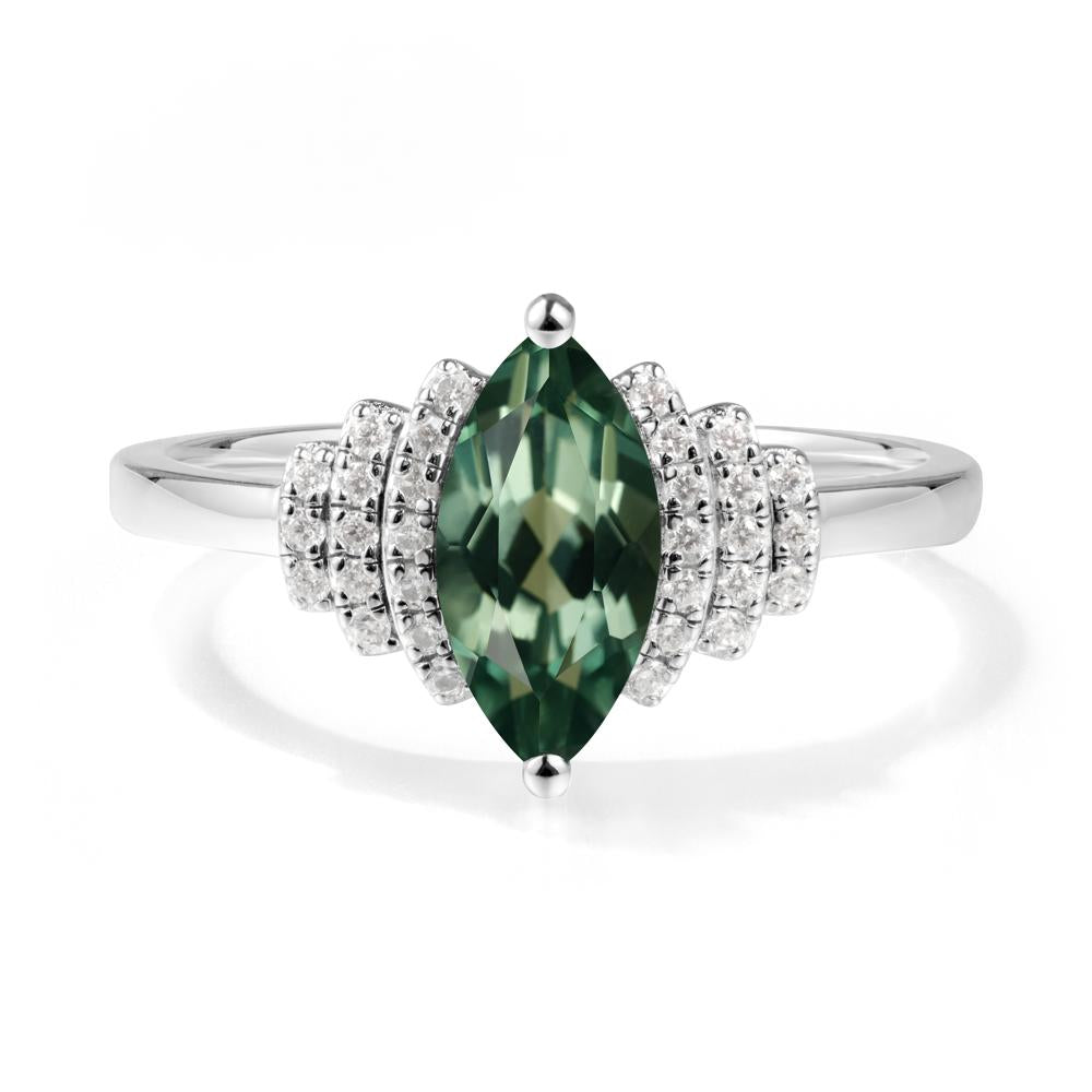 Marquise Green Sapphire Statement Ring - LUO Jewelry #metal_18k white gold