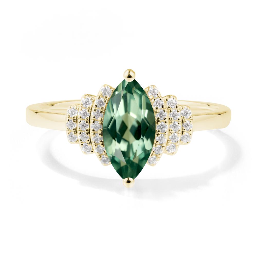 Marquise Green Sapphire Statement Ring - LUO Jewelry #metal_18k yellow gold
