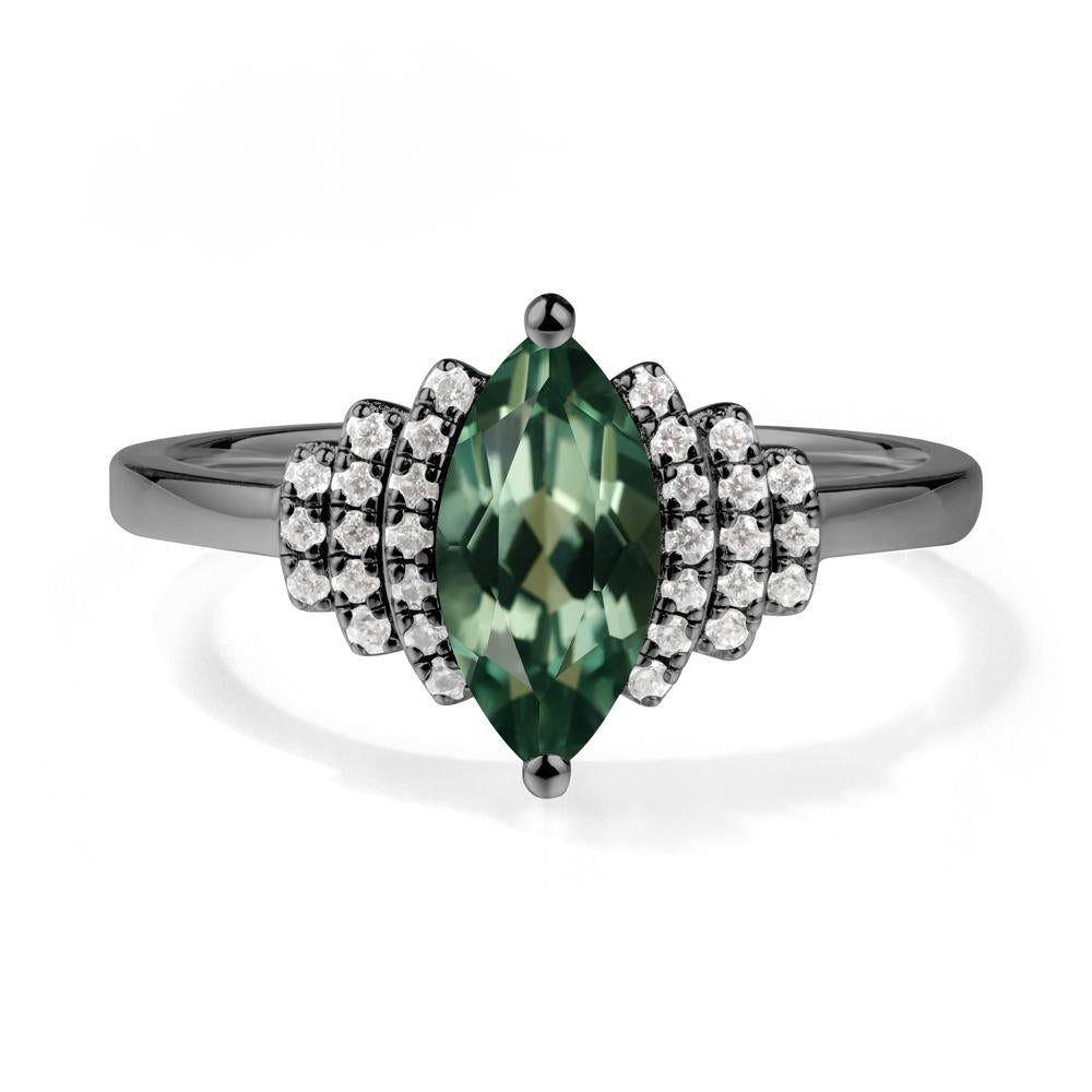 Marquise Green Sapphire Statement Ring - LUO Jewelry #metal_black finish sterling silver