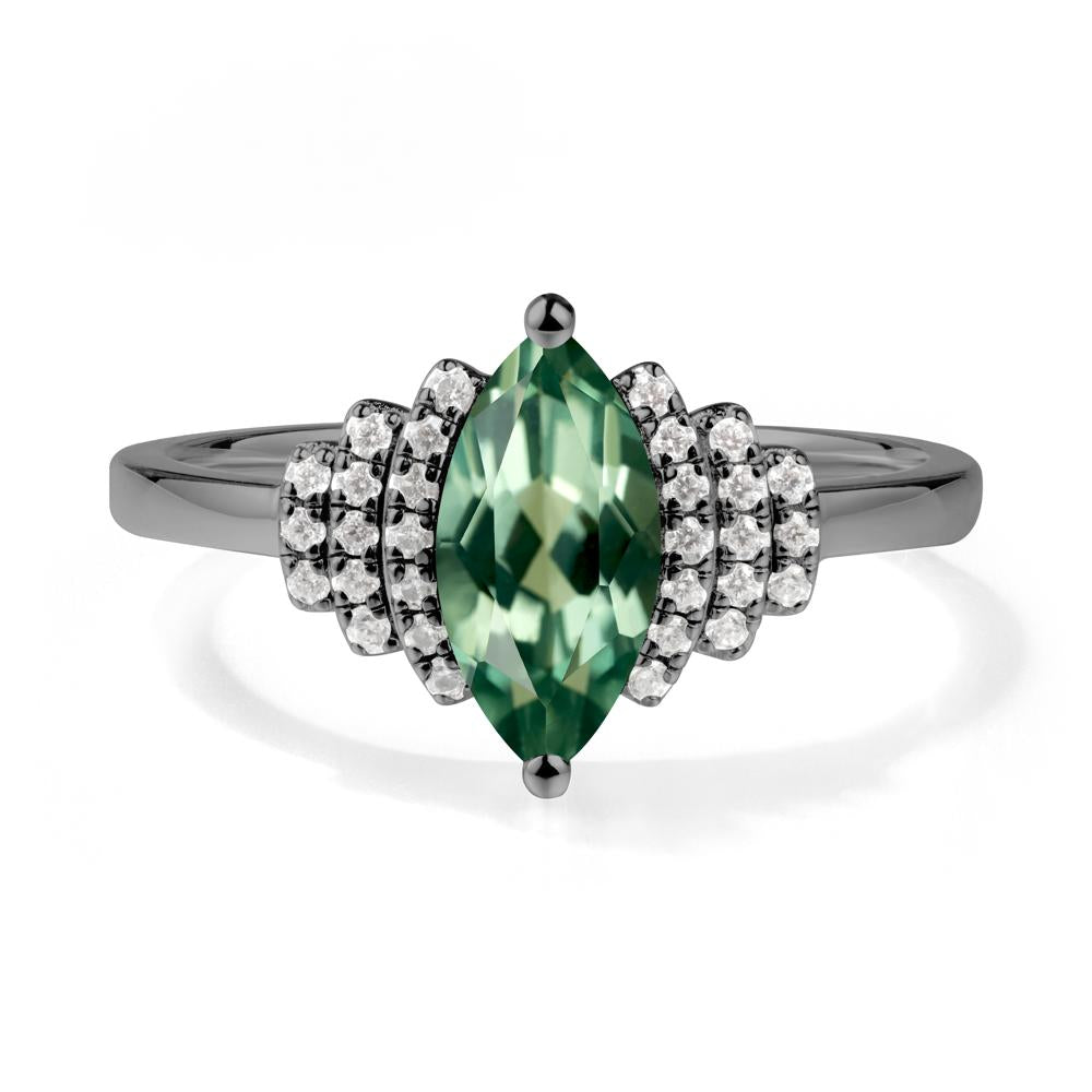 Marquise Green Sapphire Statement Ring - LUO Jewelry #metal_black finish sterling silver
