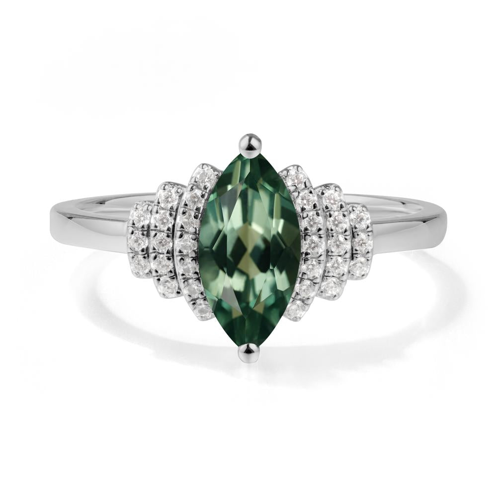 Marquise Green Sapphire Statement Ring - LUO Jewelry #metal_platinum