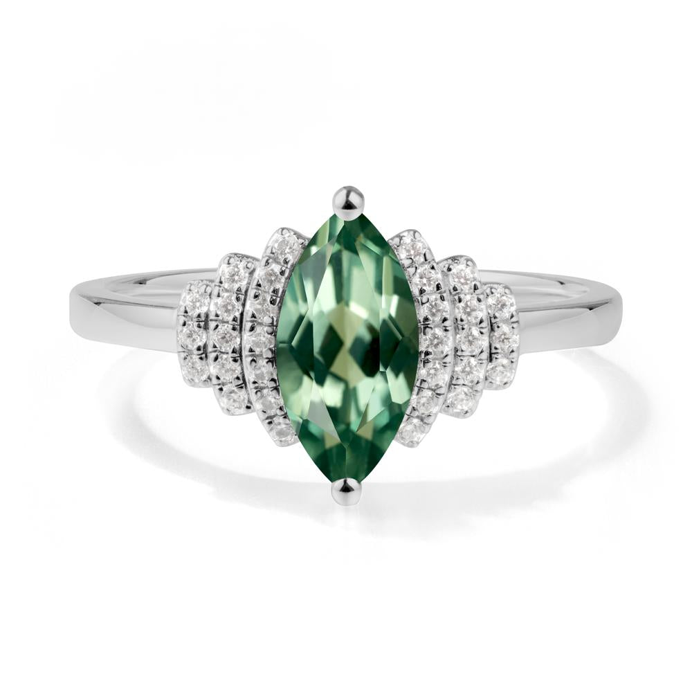 Marquise Green Sapphire Statement Ring - LUO Jewelry #metal_platinum