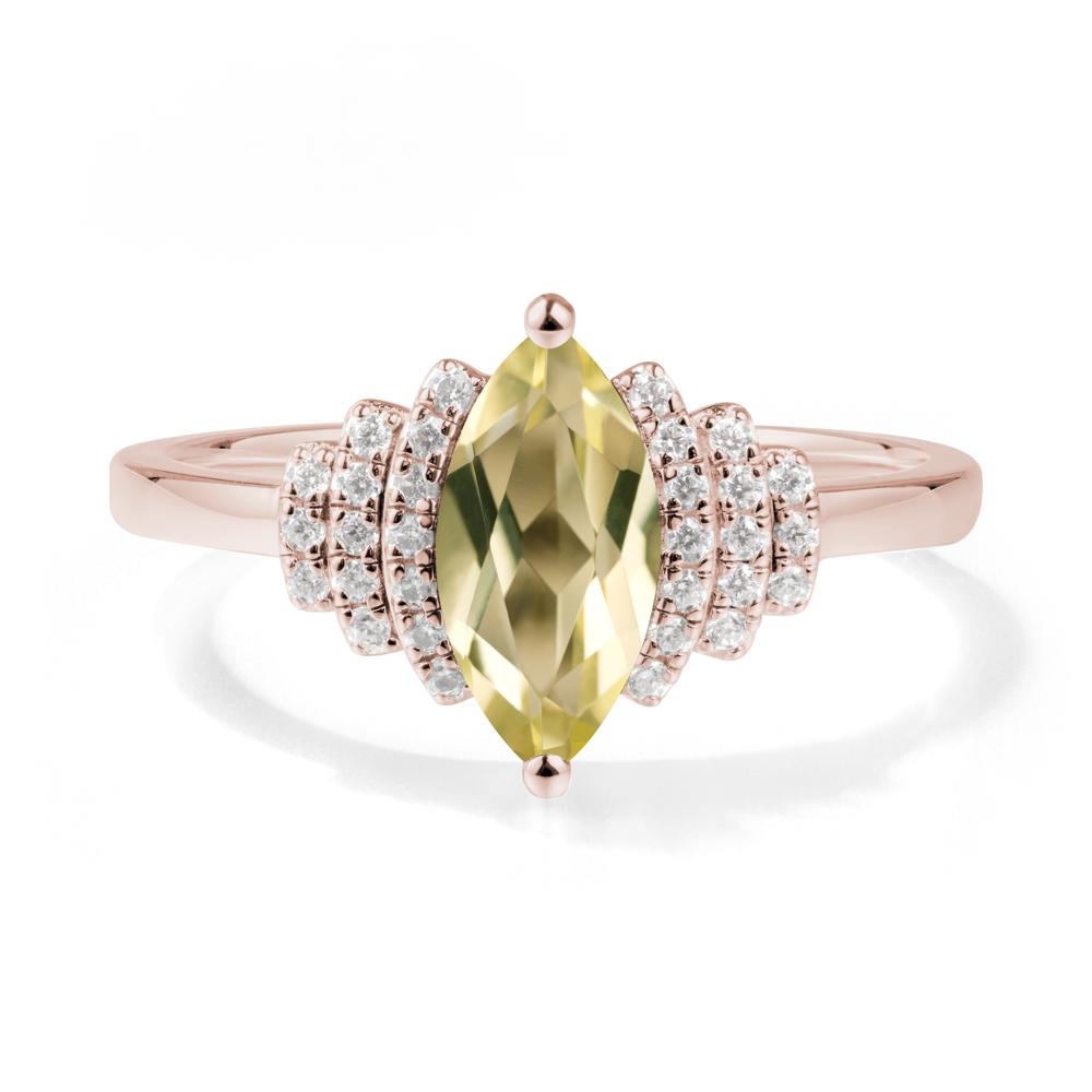 Marquise Lemon Quartz Cluster Ring - LUO Jewelry #metal_14k rose gold