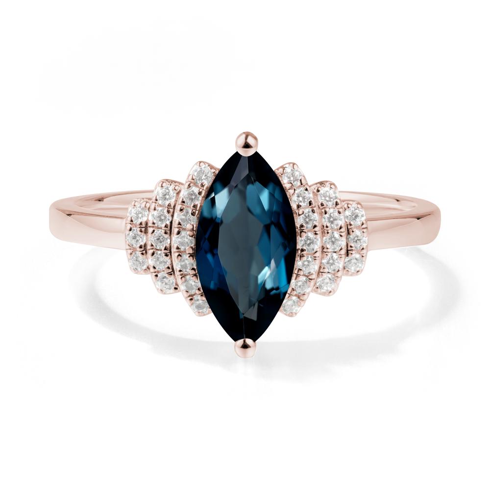 Marquise London Blue Topaz Statement Ring - LUO Jewelry #metal_14k rose gold