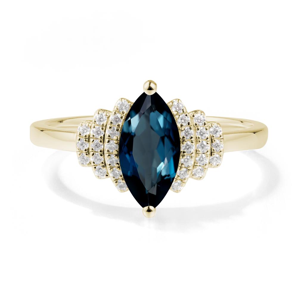 Marquise London Blue Topaz Statement Ring - LUO Jewelry #metal_14k yellow gold