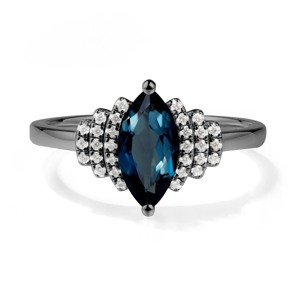 Marquise London Blue Topaz Statement Ring - LUO Jewelry #metal_black finish sterling silver