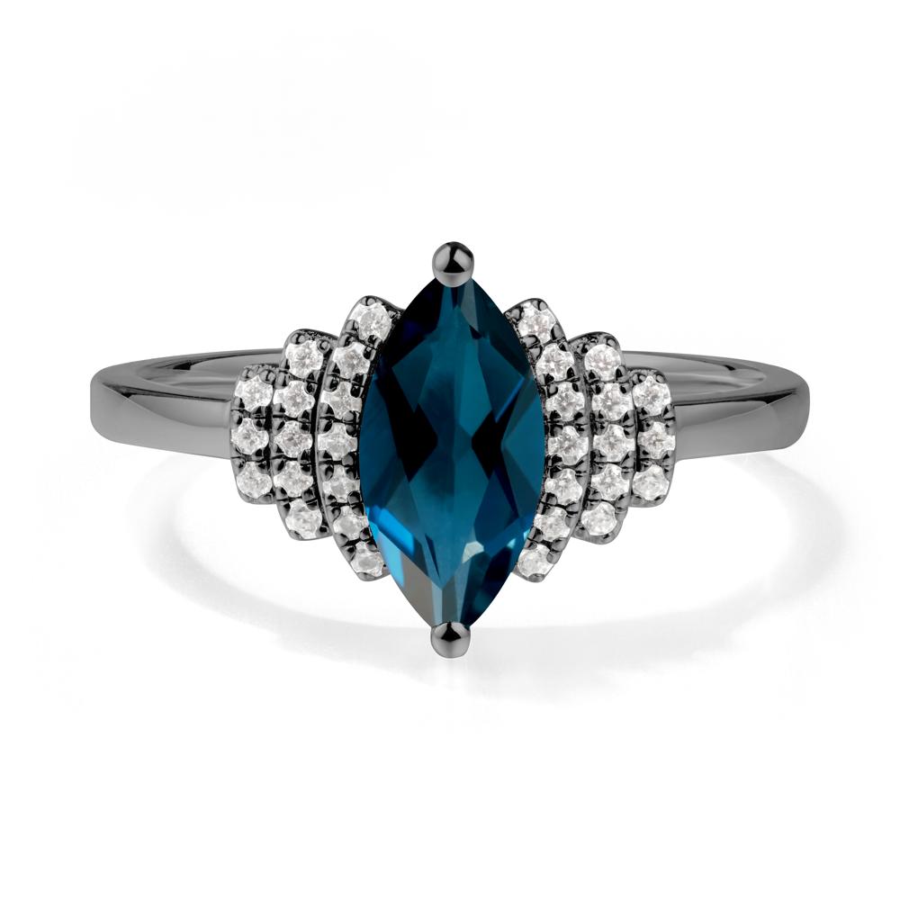 Marquise London Blue Topaz Statement Ring - LUO Jewelry #metal_black finish sterling silver