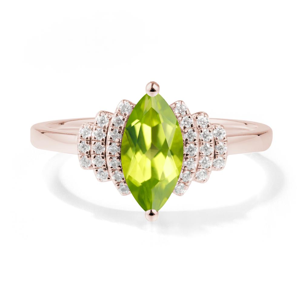 Art Deco Marquise Peridot Ring - LUO Jewelry #metal_14k rose gold