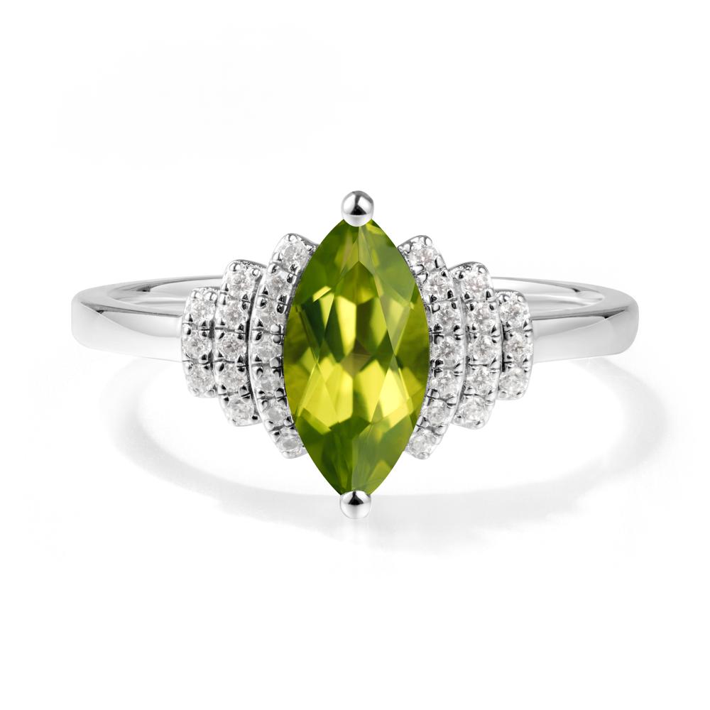 Art Deco Marquise Peridot Ring - LUO Jewelry #metal_18k white gold