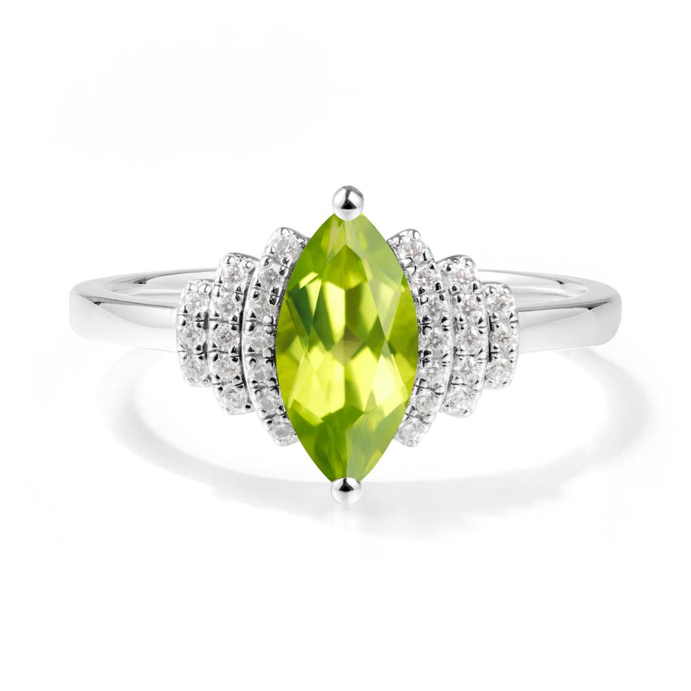 Art Deco Marquise Peridot Ring - LUO Jewelry #metal_18k white gold