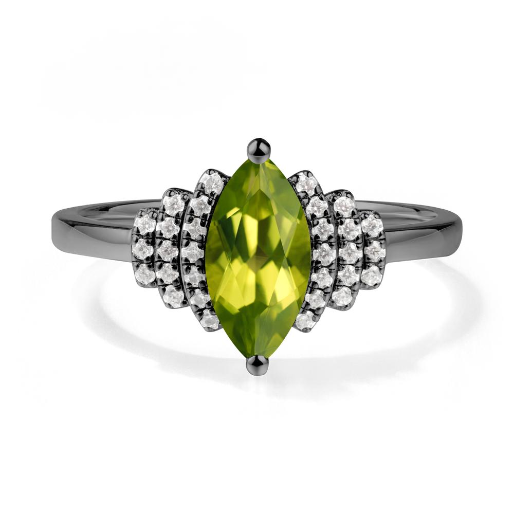 Art Deco Marquise Peridot Ring - LUO Jewelry #metal_black finish sterling silver