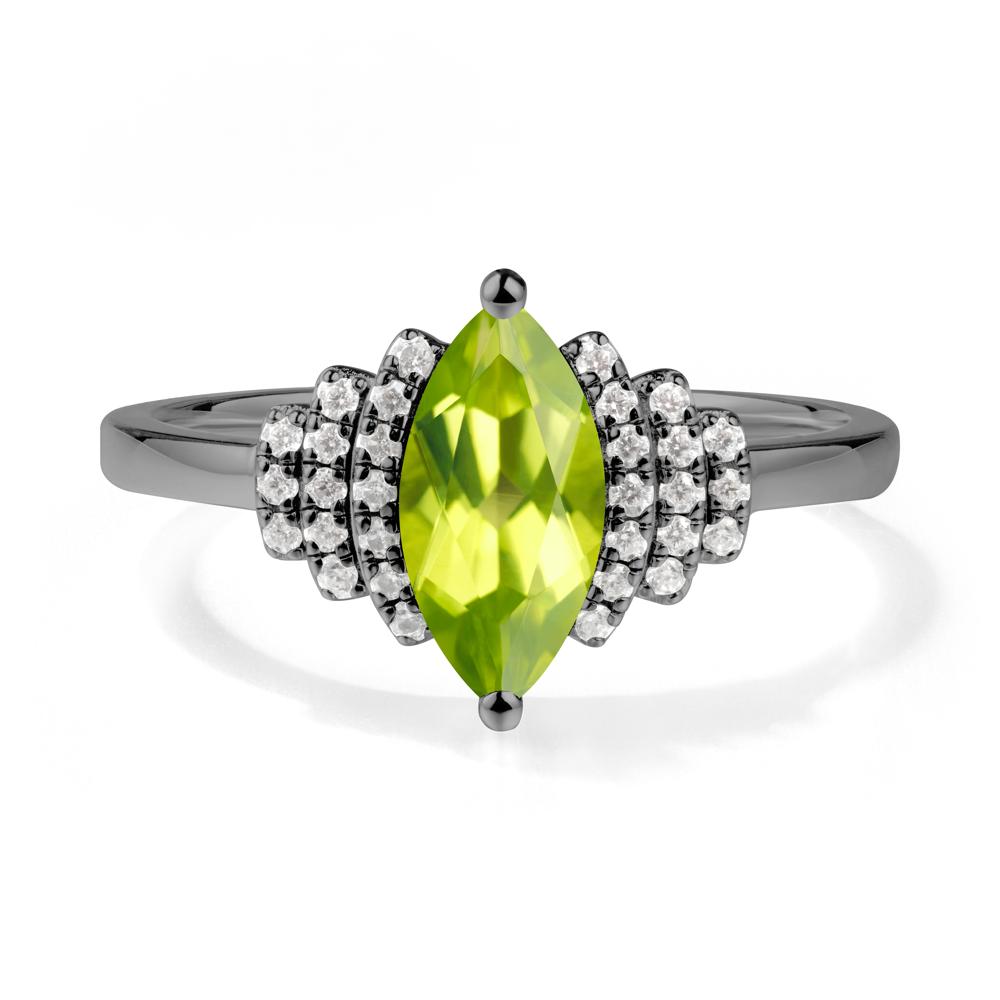 Art Deco Marquise Peridot Ring - LUO Jewelry #metal_black finish sterling silver