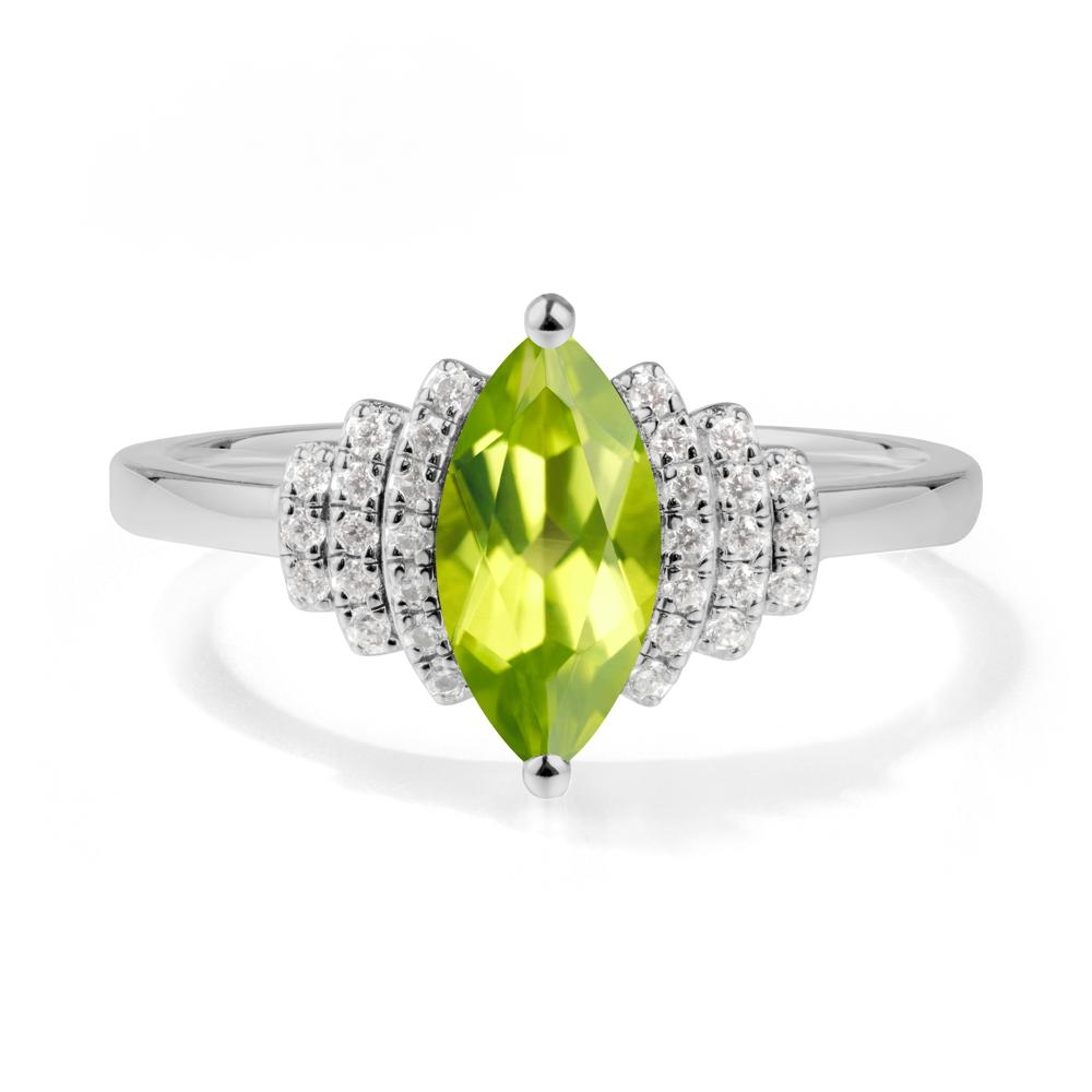 Art Deco Marquise Peridot Ring - LUO Jewelry #metal_platinum