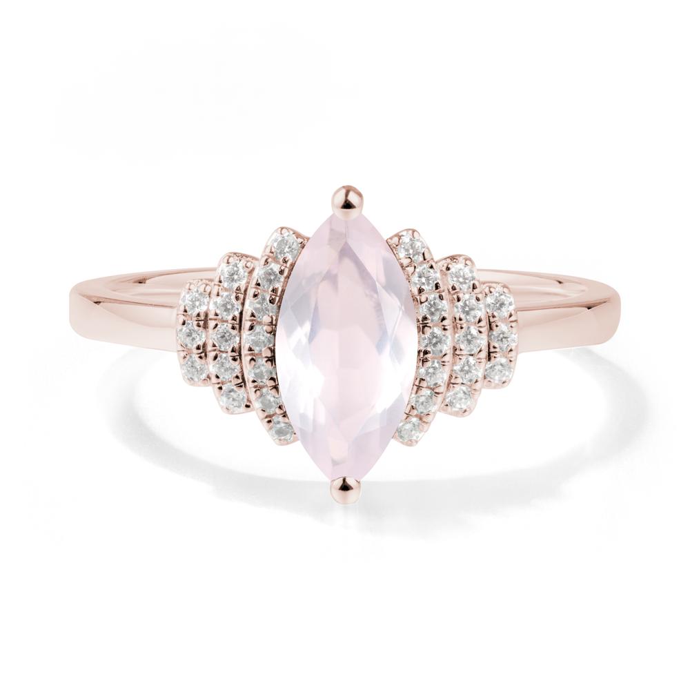 Art Deco Marquise Rose Quartz Ring - LUO Jewelry #metal_14k rose gold