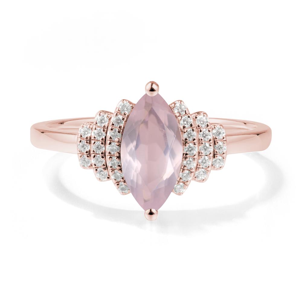 Art Deco Marquise Rose Quartz Ring - LUO Jewelry #metal_18k rose gold