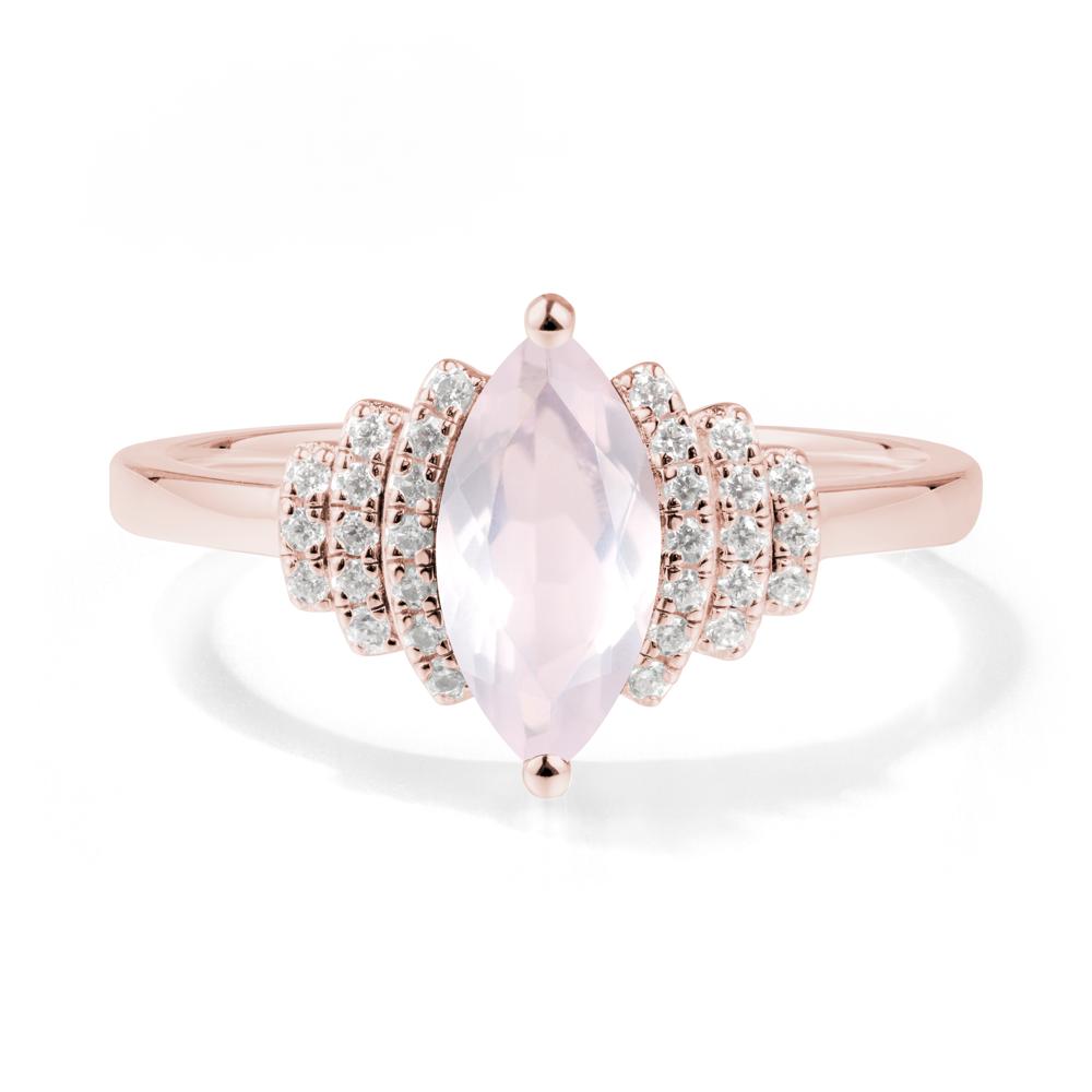 Art Deco Marquise Rose Quartz Ring - LUO Jewelry #metal_18k rose gold
