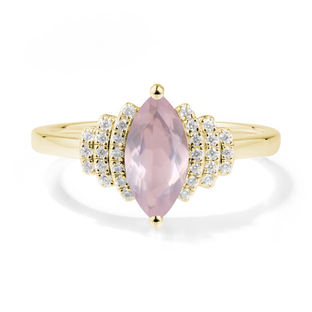 Art Deco Marquise Rose Quartz Ring - LUO Jewelry #metal_18k yellow gold