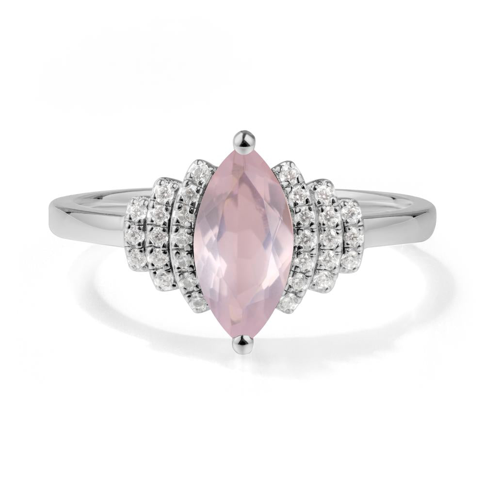 Art Deco Marquise Rose Quartz Ring - LUO Jewelry #metal_platinum