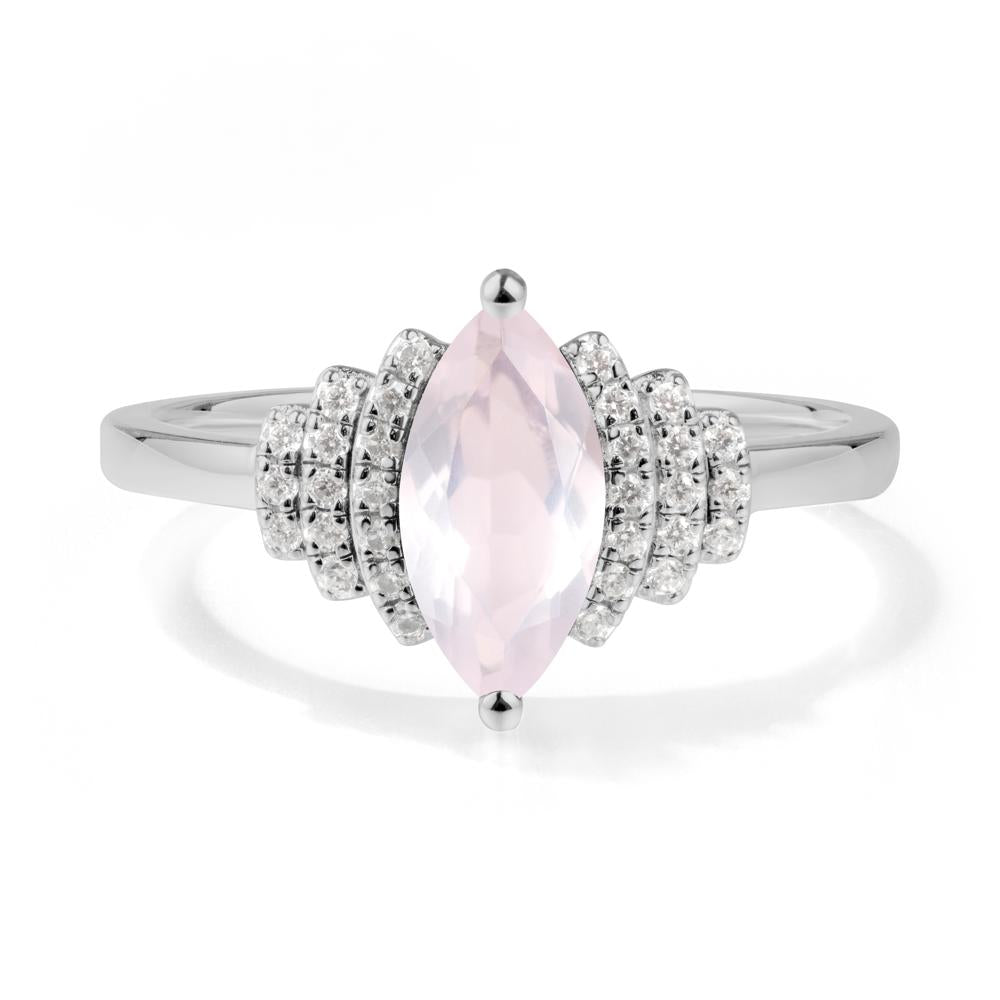 Art Deco Marquise Rose Quartz Ring - LUO Jewelry #metal_platinum