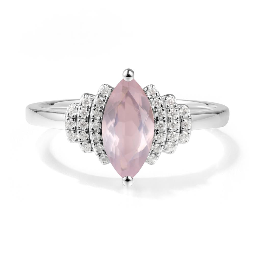 Art Deco Marquise Rose Quartz Ring - LUO Jewelry #metal_sterling silver