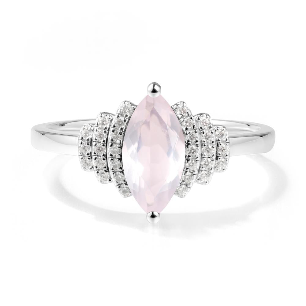 Art Deco Marquise Rose Quartz Ring - LUO Jewelry #metal_sterling silver