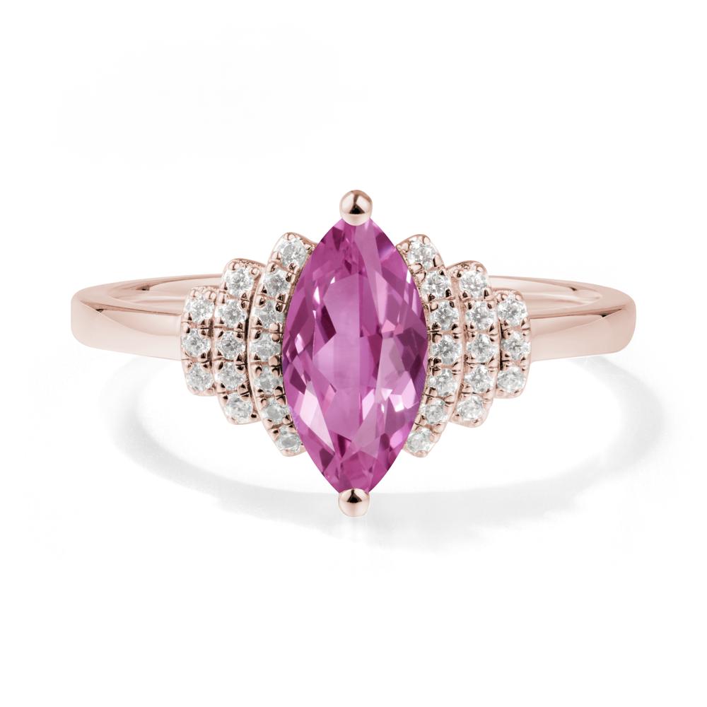 Art Deco Marquise Pink Sapphire Ring - LUO Jewelry #metal_14k rose gold