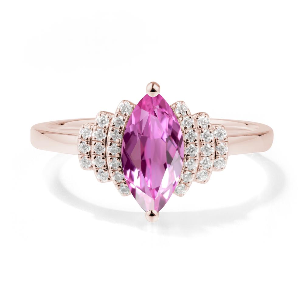 Art Deco Marquise Pink Sapphire Ring - LUO Jewelry #metal_14k rose gold
