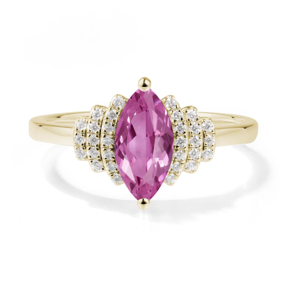 Art Deco Marquise Pink Sapphire Ring - LUO Jewelry #metal_14k yellow gold