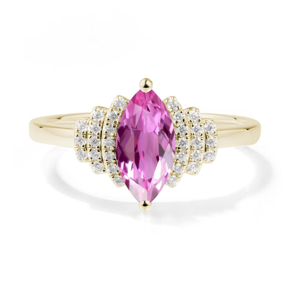 Art Deco Marquise Pink Sapphire Ring - LUO Jewelry #metal_14k yellow gold
