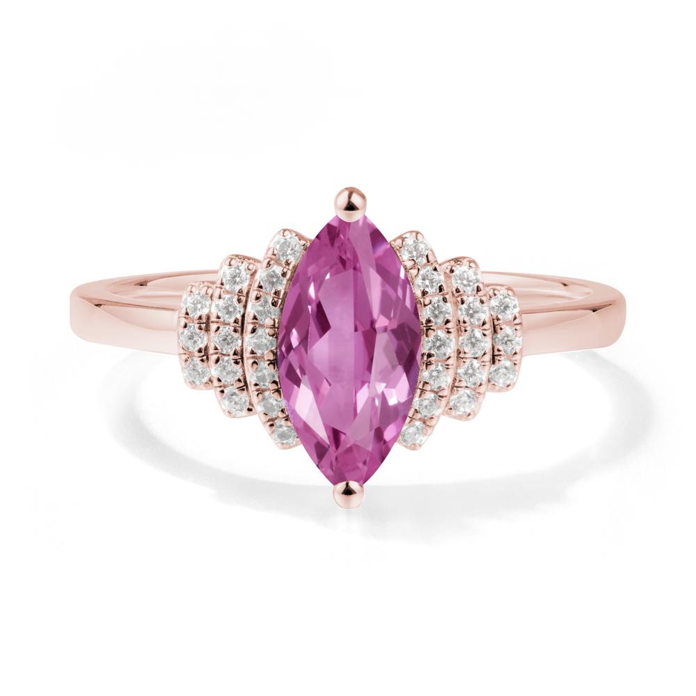 Art Deco Marquise Pink Sapphire Ring - LUO Jewelry #metal_18k rose gold